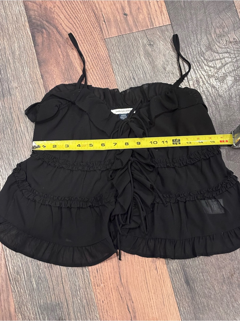 American Eagle Outfitters Black Ruffle Tie-Front Camisole in size small - Picture 9 of 11
